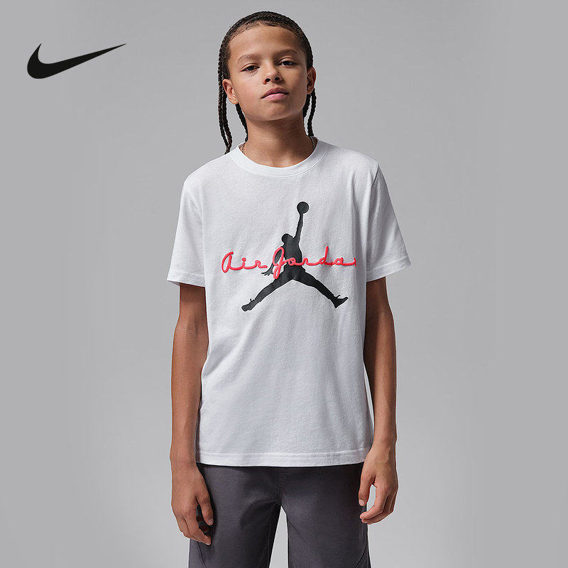 NIKE耐克夏季正品男女大童字母印花T恤棉质短袖针织衫 IU5291-100