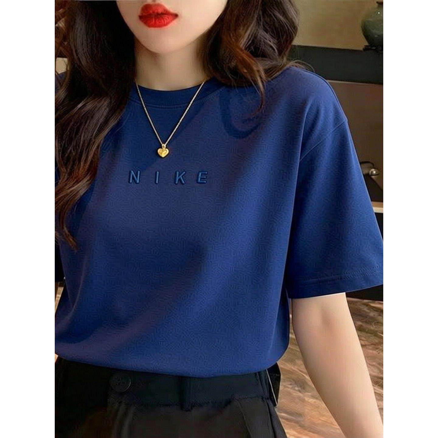 Nike耐克藏蓝色短袖正品短款T恤正品女士上衣健身透气运动服半袖