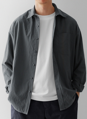 灰色易打理宽松休闲衬衫 PHEATHER