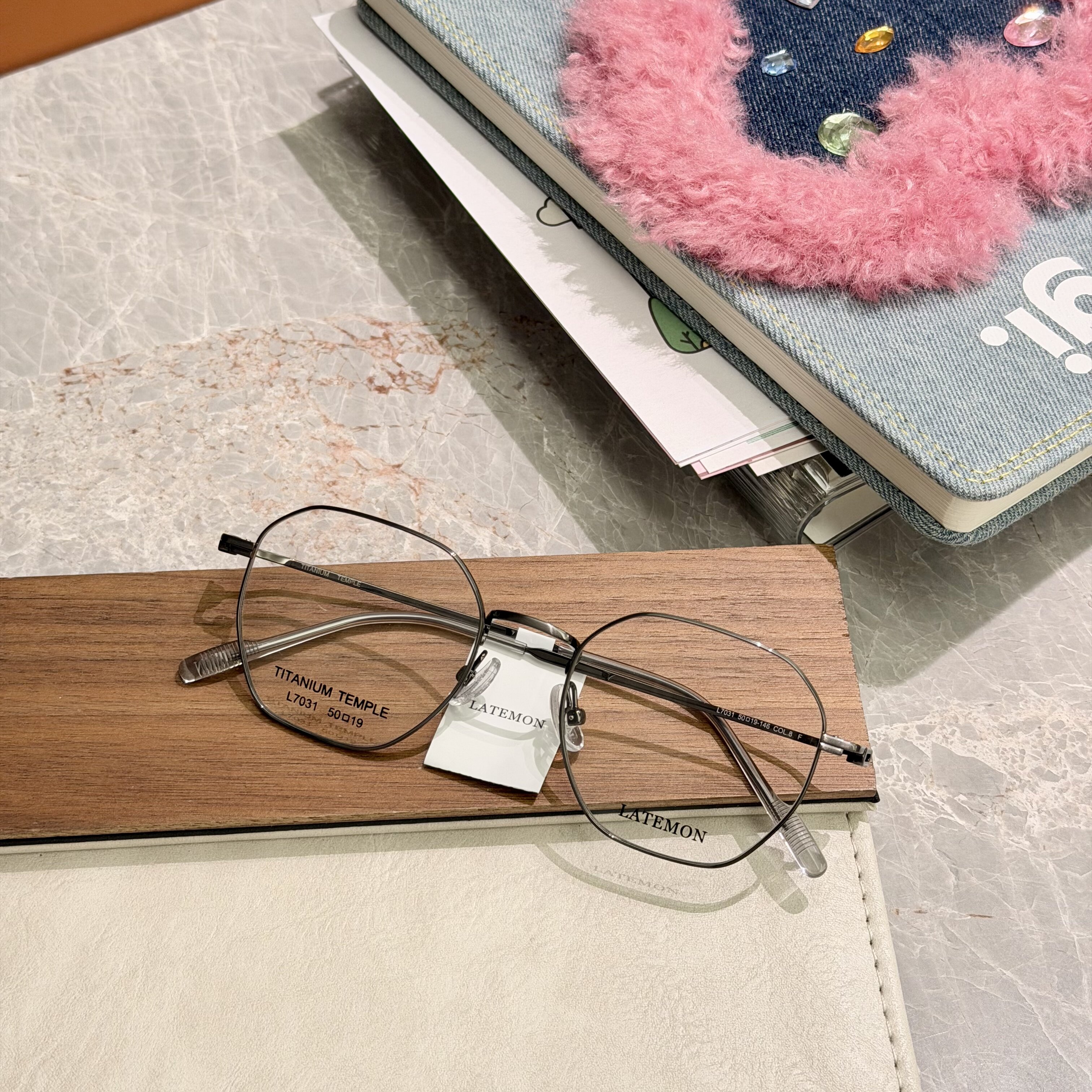 Latemon浪特梦超轻钛金属不规则文艺复古眼镜男女款可配近视7031