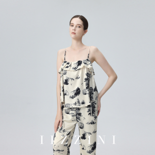 夏冰丝吊带国风水墨奢华外穿套装 2025新款 睡衣女款 IIZZINI青松柏