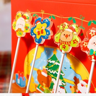 圣诞老人星星糖果礼盒装 饰道具棒棒糖高颜值 送儿童礼物装