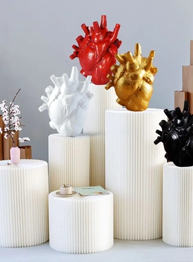 爆款仿真心脏花插新版心脏造型家居桌面装饰树脂花瓶摆件