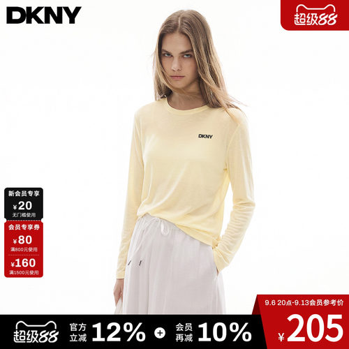 DKNY唐可娜儿雪花棉长袖t恤女夏