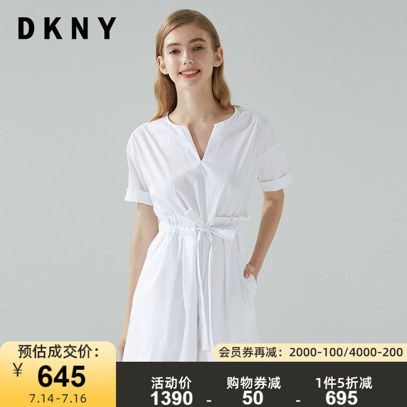 DKNY秋季款女式时尚清爽廓形出街V领短袖休闲高腰拼接连体短裤在类目 女装/女士精品, 连体衣/裤中 - 来自Buy2taobao.com提供专业的淘宝代购服务