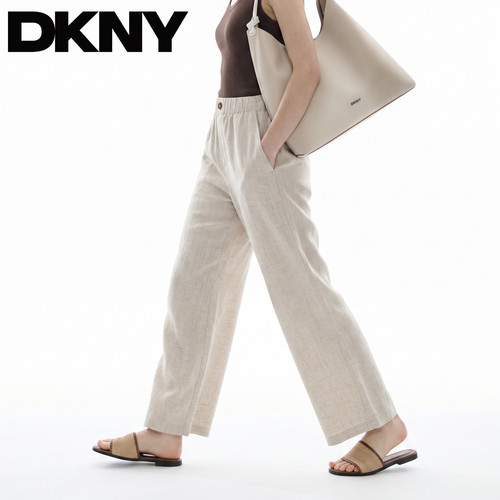 DKNY唐可娜儿亚麻莱赛尔阔腿裤