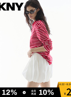 DKNY唐可娜儿26夏季新款花苞短裙裤女白色抽绳设计感休闲简约潮流