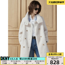 DKNY 唐可娜儿秋冬女羊毛毛层双排扣千金感中长大衣外套