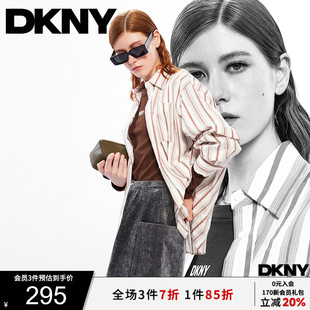 DKNY唐可娜儿2025秋季 女 新款 都市简约浪漫条纹休闲百搭宽松衬衫