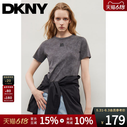 T恤短袖女炒灰色复古圆领纯棉