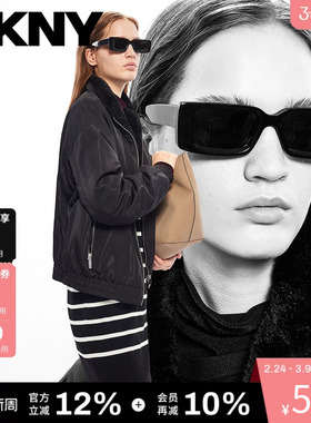 DKNY唐可娜儿秋冬季棉服夹克外套女装复古中性风拼接毛绒翻领上衣