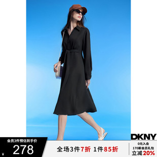 宽松长款 DKNY唐可娜儿2025春季 式 新款 连衣裙女 女简约系腰带衬衫