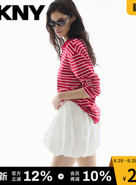 DKNY唐可娜儿26夏季新款花苞短裙裤女白色抽绳设计感休闲简约潮流