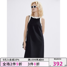 DKNY/唐可娜儿2024春夏新品女纯色气质无袖背心式显瘦A字连衣裙