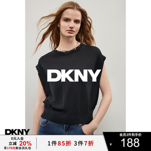 DKNY唐可娜儿2025夏季 女 新款 现代简约纯色内搭气质针织上衣女短袖
