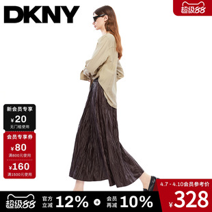女士纯色都市现代简约休闲袖 子抽褶宽松休闲 衬衫 DKNY唐可娜儿春季