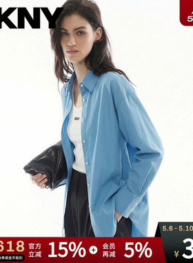 DKNY唐可娜儿26夏季新款长袖衬衫女宽松落肩休闲时尚上衣外套简约