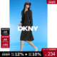 女士纯色修身 DKNY唐可娜儿秋季 款 宽松小V领绑带收腰连衣裙设计感