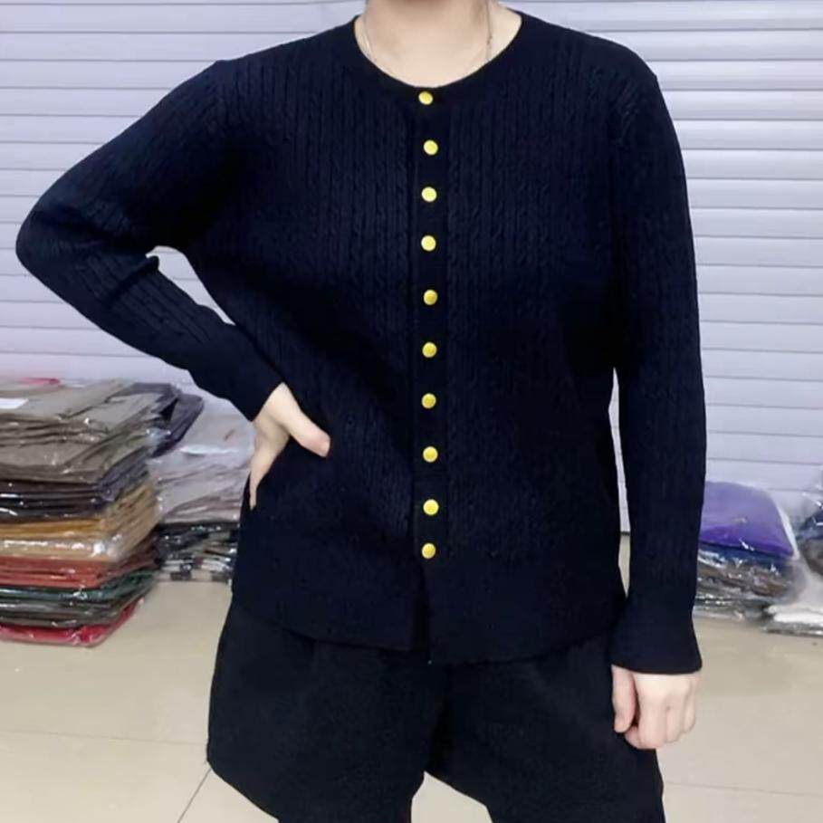 2026秋冬新款单排扣针织开衫圆领纯色麻花上衣女外穿时尚百搭外套