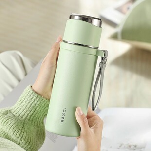 物生物保温杯高颜值316L女生男款便携提绳大容量学生水壶两用水杯