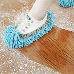 待客拖地鞋 可拆洗雪尼尔吸水拖把布墩布木地板静音 套懒人擦地拖鞋