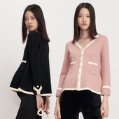 春秋装 上装 新款 小香风撞色v领散摆针织衫 经典 SELLYNEAR孕妇开衫