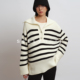 复古条纹宽松大翻领孕期上衣 外穿时尚 SELLYNEAR孕妇新款 毛衣冬季