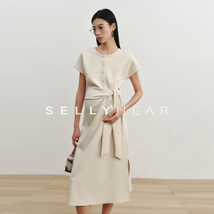 SELLYNEAR孕妇装2026新款春夏连衣裙时尚显瘦遮腹系带孕期针织裙