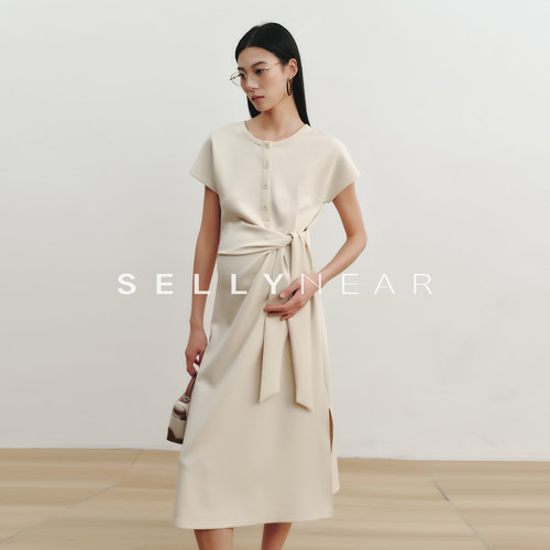 SELLYNEAR孕妇装2026新款春夏连衣裙时尚显瘦遮腹系带孕期针织裙