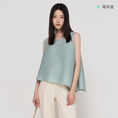 SELLYNEAR孕妇T恤夏季新款时尚宽松无袖不规则褶皱孕妇通勤装上衣 — 3