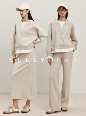 SELLYNEAR孕妈高级感套装秋新款时尚休闲直筒长裤宽松卫衣两件套