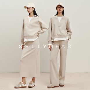 SELLYNEAR孕妈高级感套装春新款时尚休闲直筒长裤宽松卫衣两件套