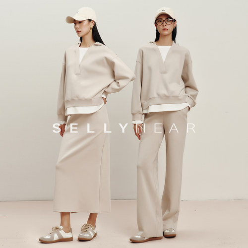 SELLYNEAR孕妈高级感套装春新款时尚休闲直筒长裤宽松卫衣两件套