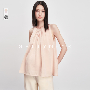 法式 A摆立体褶皱背心 新款 SELLYNEAR孕妇遮肚子不显怀上衣2024夏季