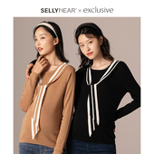 针织衫 气质百搭短款 女 领结系带针织上衣时尚 SELLYNEAR孕妇秋冬装
