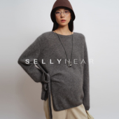 SELLYNEAR孕妇毛衣2025新款 秋冬时尚 宽松羊毛设计感小众系带毛衣