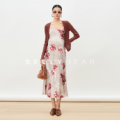 针织开衫 SELLYNEAR孕妈高级感套装 法式 新款 印花连衣裙两件套 春季