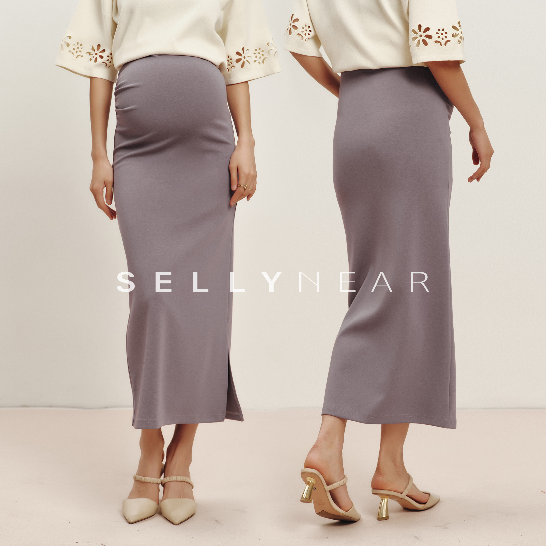 SELLYNEAR孕妇半身裙春夏装2026新款时尚抽褶高腰无托腹孕期短裙