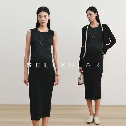 SELLYNEAR孕妇装2026新款连衣裙春夏时尚法式气质百褶孕期背心裙