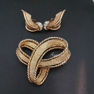boucher絲帶胸針boucher絲帶耳夾vintage古董首飾