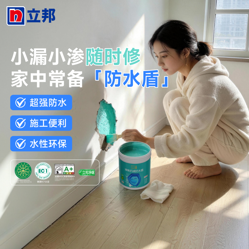 立邦防水盾墙面翻新修补室内厨房卫生间防水涂料补漏柔性自刷裂缝