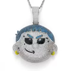 European and American New Hip-Hop Heavy-Duty Full Zircon Anime Pendant Fashion New Hip-Hop Trendy Cool Necklace Men's Rap Jewelry