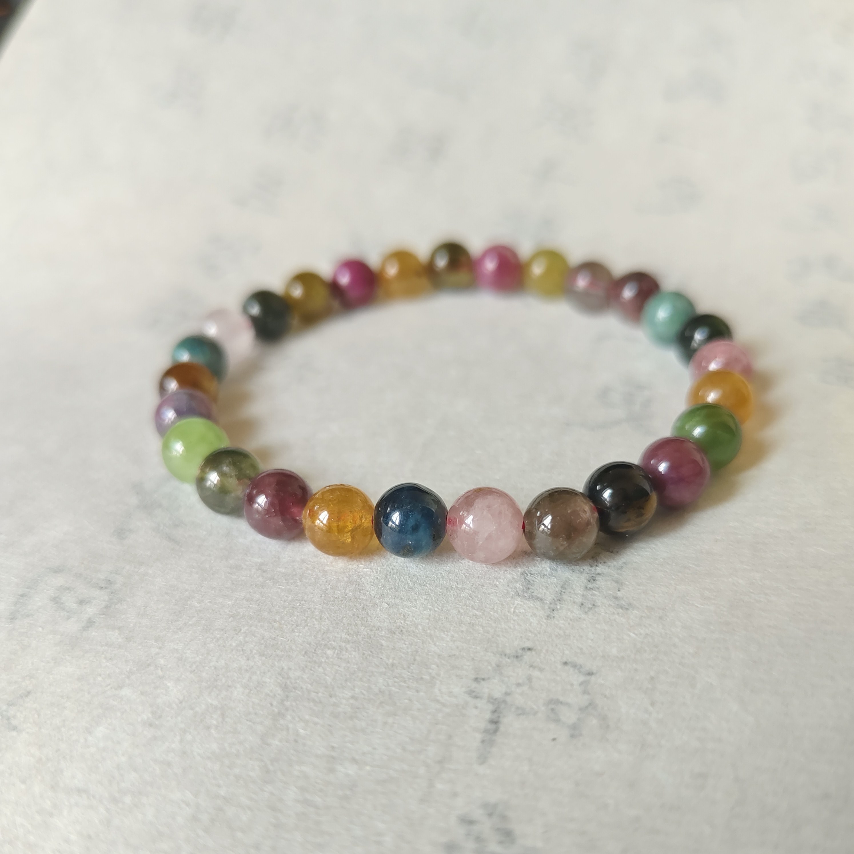 天然真碧玺手链女生彩虹珠子老矿西瓜碧玺手串生日礼物高级感闺蜜