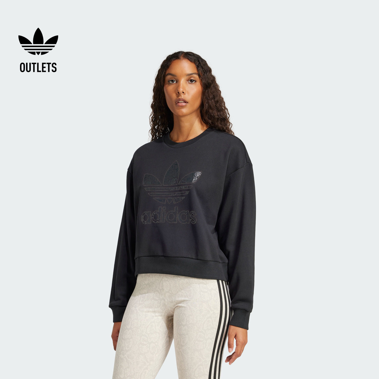 蛇纹印花运动圆领套头衫女装adidas阿迪达斯官方outlets三叶草