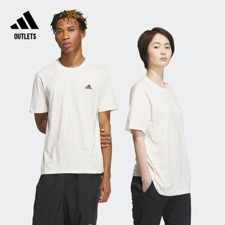 情侣款纯棉休闲上衣圆领短袖T恤男女夏季adidas阿迪达斯轻运动