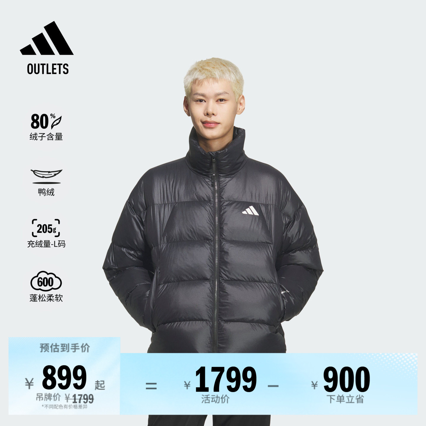 暖芯羽绒服 拒水防风保暖鸭绒亮面休闲男装adidas阿迪达斯轻运动