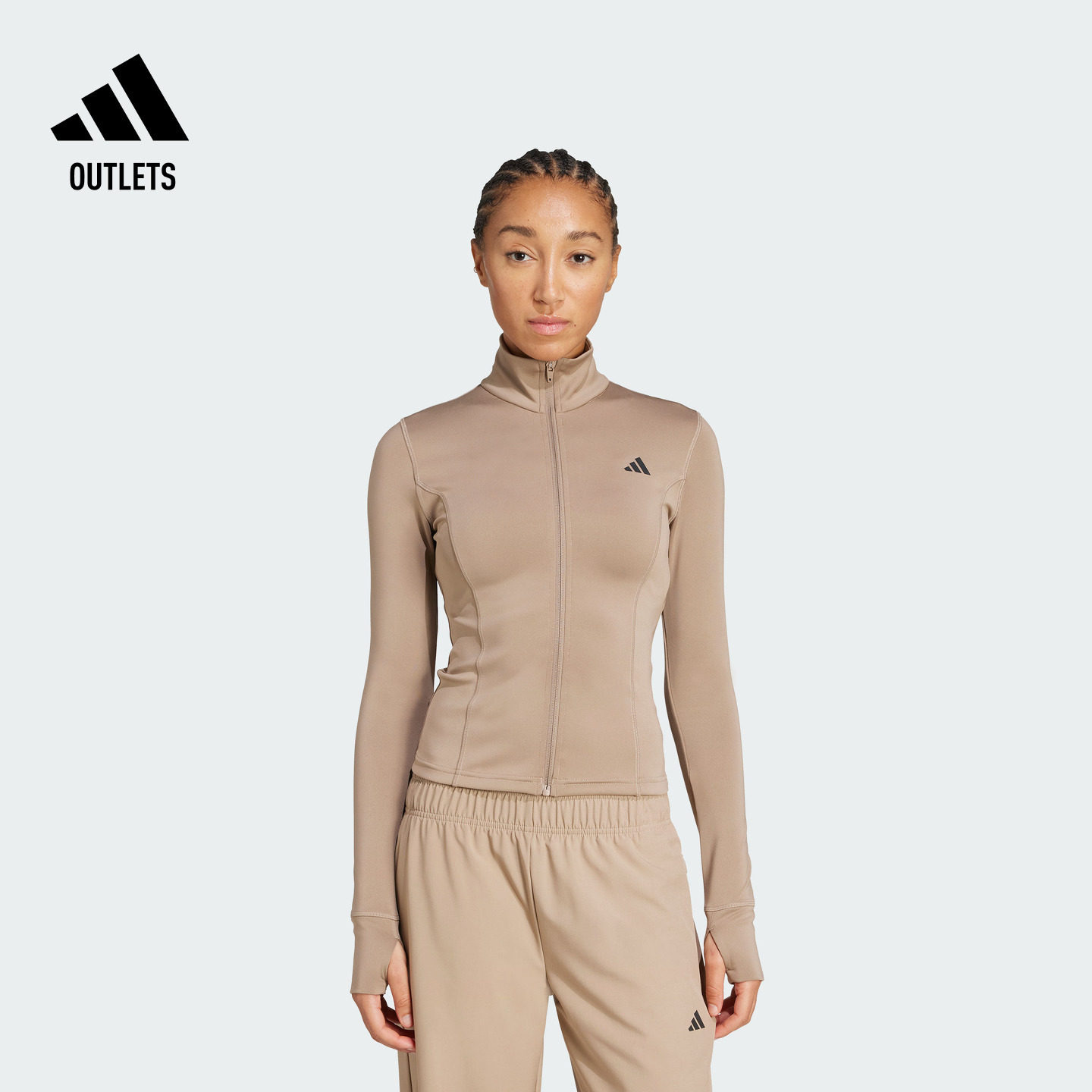速干半高领紧身简约运动夹克外套健身服女装adidas阿迪达斯
