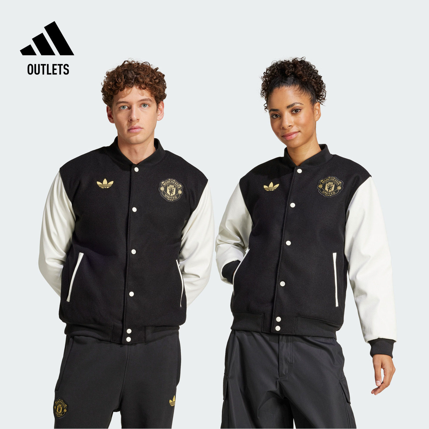 曼联扎染系列情侣宽松足球休闲文化棉服adidas阿迪达斯
