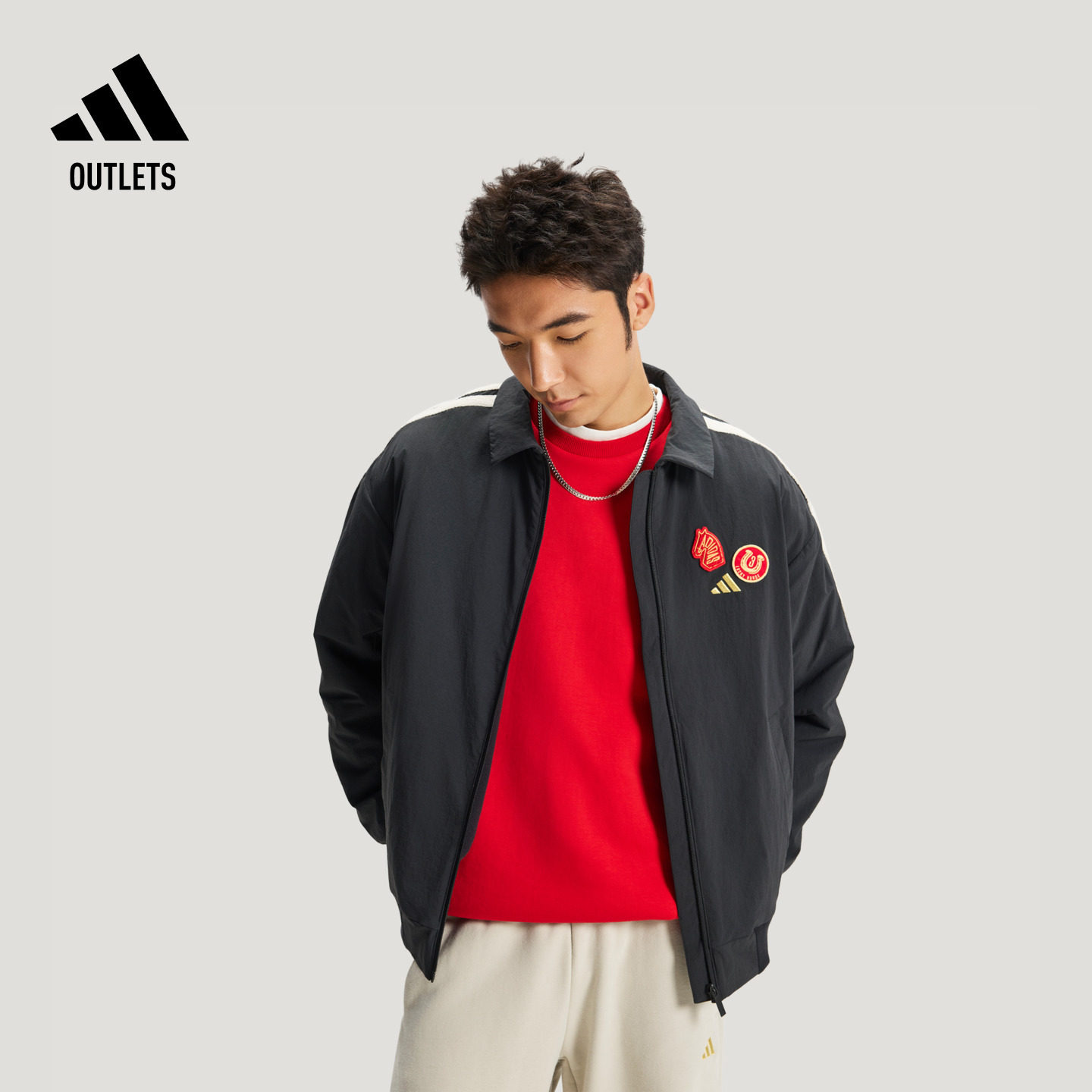 拒水梭织时尚休闲加绒运动夹克外套男秋季adidas阿迪达斯轻运动