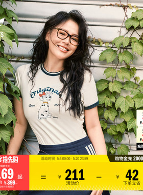 马思纯同款迪士尼101斑点狗联名短袖T恤女adidas阿迪达斯三叶草